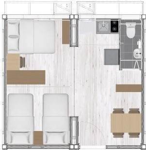 3-4p unit (approx. 311 sq.ft.) (furniture and appliances not included)